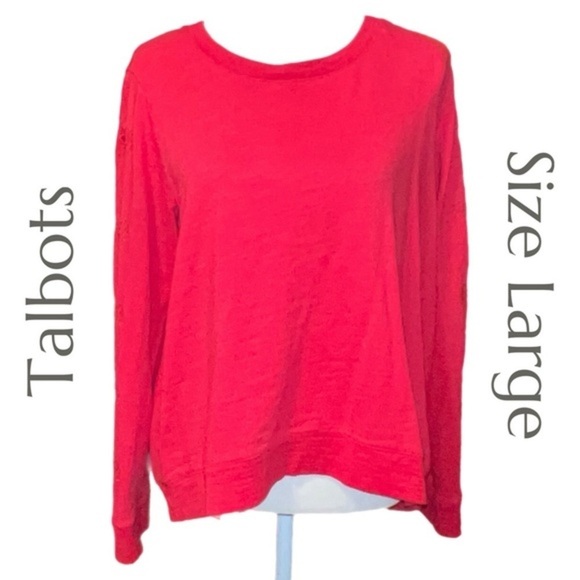 Talbots - Eyelet Sleeve Crewneck Sweatshirt - Size Large - Picture 1 of 6